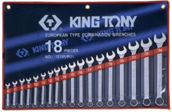 Набор комбинированных ключей,18 предметов 6-24 мм, king tony 1218mr01 - фото 58444