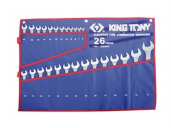 Набор комбинированных ключей, 26 предметов 6-32 мм чехол из теторона,  king tony 1226mrn - фото 58446