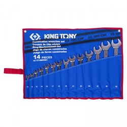 Набор комбинированных ключей, 10-32 мм, чехол из теторона, 14 предметов KING TONY 1214MRN01 - фото 64300