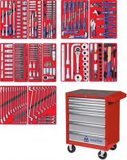 Набор инструментов &quot;ПРОФИ&quot; в красной тележке, 299 предметов МАСТАК 52-06299R