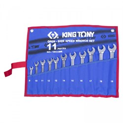 Набор комбинированных трещоточных ключей, 8-19 мм, чехол из теторона, 11 предметов KING TONY 14111MRN - фото 65789