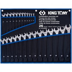 Набор комбинированных ключей, 6-32 мм, чехол из теторона, 26 предметов KING TONY 12D26MRN - фото 66221