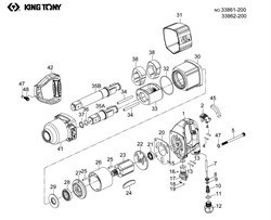 Ремкомплект для гайковертов 33861-200 и 33862-200, боковая рукоятка (42) KING TONY 33861-A42 - фото 73157