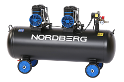 Компрессор безмасляный 220 В, ресивер 135 л, 500 л/мин NORDBERG NCEO135/500
