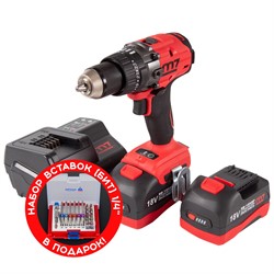 Аккумуляторная дрель-шуруповерт 18 В, ударная, кейс, в комплекте набор бит MIGHTY SEVEN DH-101AP - фото 76917