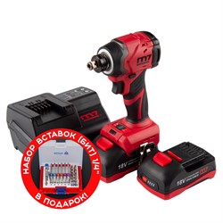 Аккумуляторный шуруповерт, ударный, 18 В, 4 предмета, кейс, в комплекте набор бит MIGHTY SEVEN DS-203SP - фото 76919