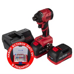 Аккумуляторный шуруповерт, ударный, 18 В, 4 предмета, кейс, в комплекте набор бит MIGHTY SEVEN DS-202AP - фото 76920