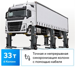 Подъемник подкатной, электрогидравлический, проводная связь (комплект 6 шт.) NORDBERG N955-6-G-C - фото 77204