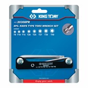 Набор Г-образных TORX, T9-T40, складные, 8 предметов KING TONY 20308PR