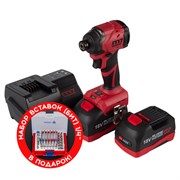 Аккумуляторный шуруповерт, ударный, 18 В, 4 предмета, кейс, в комплекте набор бит MIGHTY SEVEN DS-202AP